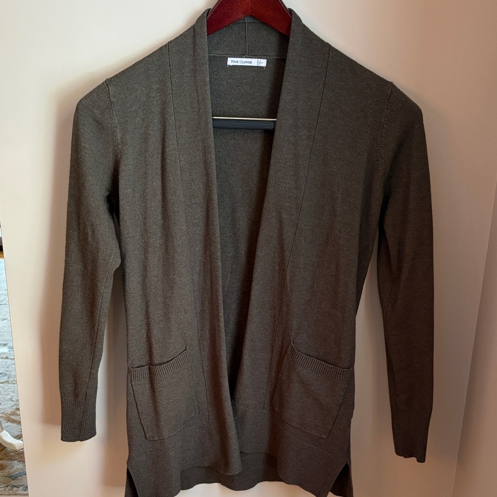 Dark green Open Front Cardigan